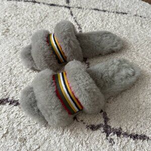 emu australia grey wrenlette slippers slides size 10